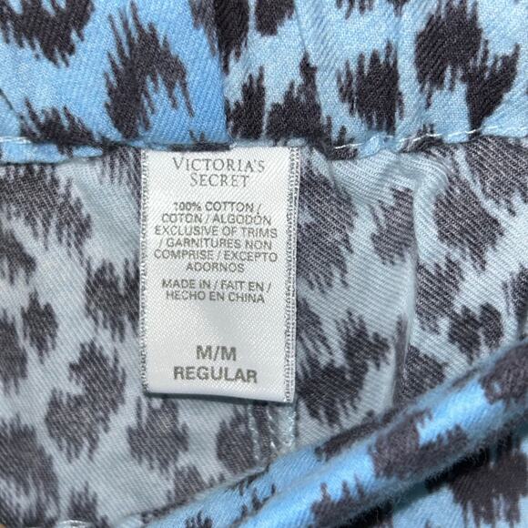 Victoria Secret women’s Pajama Set Size Medium Blue Black Leopard Print - Picture 8 of 10